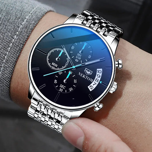 Reloj de Acero Inoxidable para Hombre con Cierre Mariposa y Movimiento de Cuarzo - Image 11
