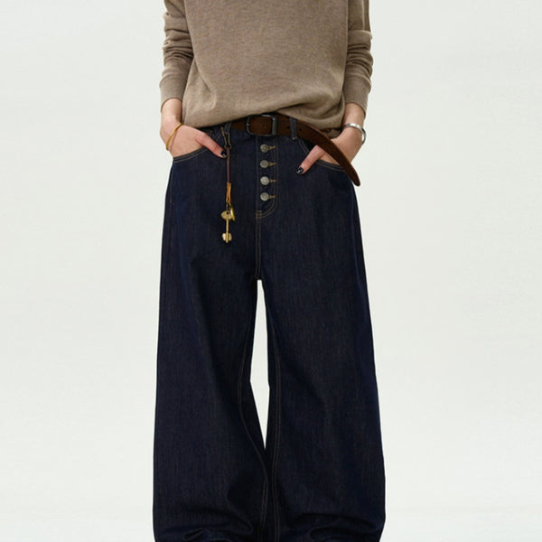 Jeans Rectos Retro con Botones - Estilo Clásico Inconfundible