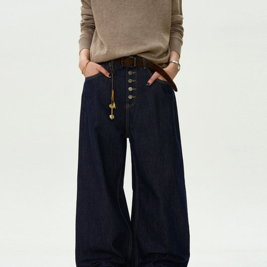 Jeans Rectos Retro con Botones - Estilo Clásico Inconfundible