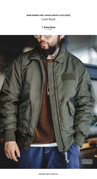 Chaqueta Piloto Acolchada Retro Americana - Algodón Grueso - Image 17