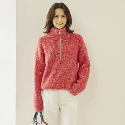 Suéter de Cashmira con Cuello Mao Grueso de Cinco Capas para Mujer - Abrigo Base Holgado Otoño Invierno - Image 9