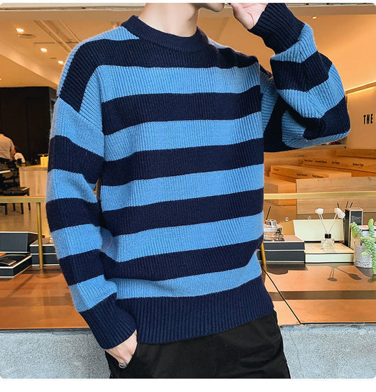 Suéter Grueso para Hombre Tejido Base Cuello Redondo Otoño Invierno - Image 9