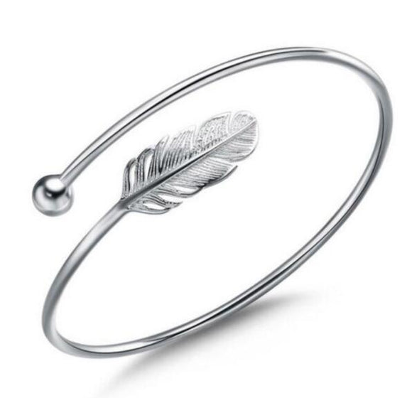 Pulsera de Plata Esterlina 925 con Diseño de Hoja