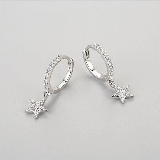 Aretes de Plata 925 con Circonitas Micro-incrustadas en Forma de Estrella - Image 4