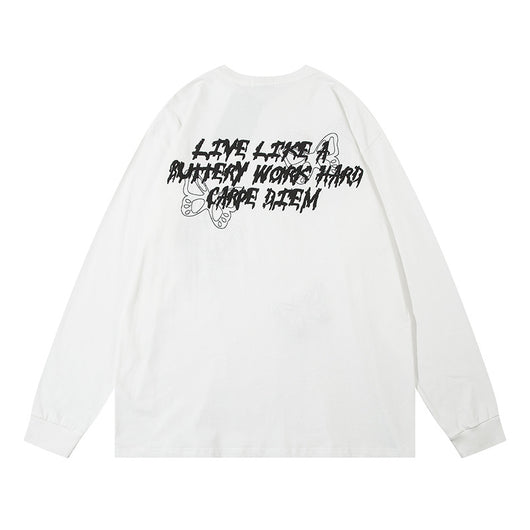 Camiseta de Algodón para Hombre con Parche Decorativo de Mariposa - Image 3