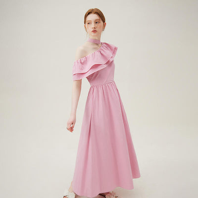 Vestido Halter de Volantes en Colores Sólidos para Mujer - Image 12