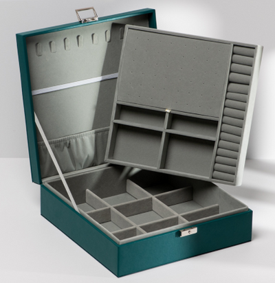 Caja Organizadora de Joyas y Relojes en Cuero PU Doble Capa - Image 8