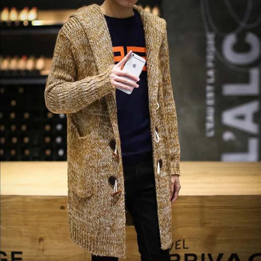 Cardigan Suelto de Mohair con Capucha para Hombre - Suéter Tejido Oversized con Bolsillos - Image 6
