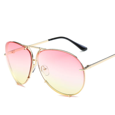 Aviator sunglasses with light blue lenses and a gold-colored metal frame, featuring a double bridge design. - Image 11