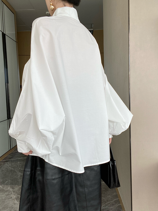 Blusa de Algodón Puro Blanca con Mangas Farol - Diseño Minimalista Versátil - Image 25