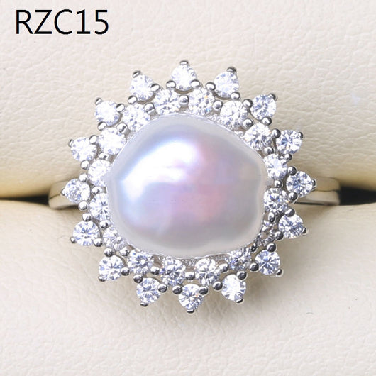 Anillo de Perla Barroca Natural Diseño Luna Platino - Image 20