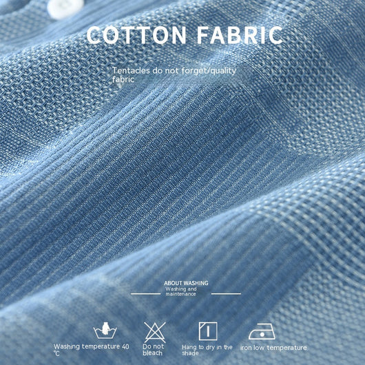 Camisa Denim Jacquard Suelta para Hombre - Manga Larga Casual - Image 3