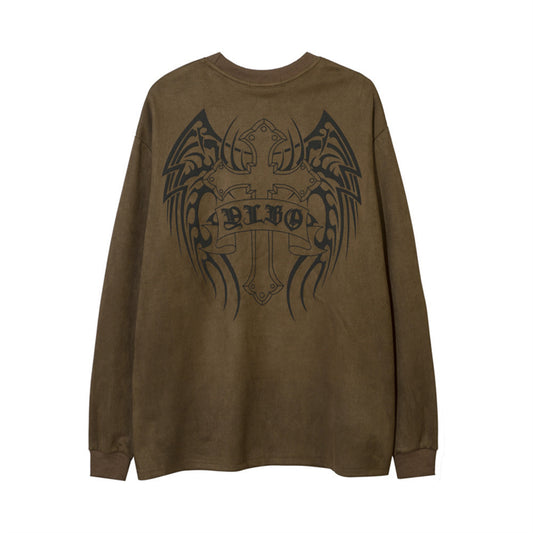Playera de Manga Larga con Estampado de Cruz para Hombre - Image 2