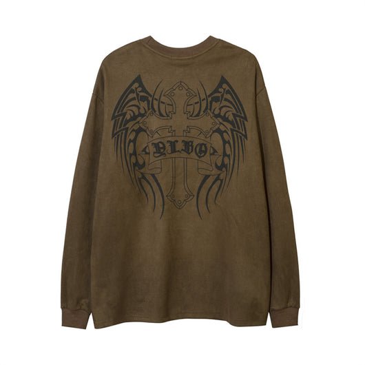 Playera de Manga Larga con Estampado de Cruz para Hombre - Image 2