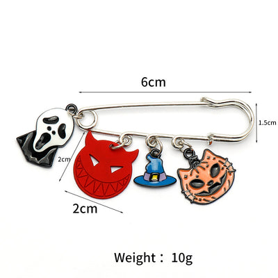 Broche Calabaza Gotante con Gato, Fantasma y Calavera - Image 6
