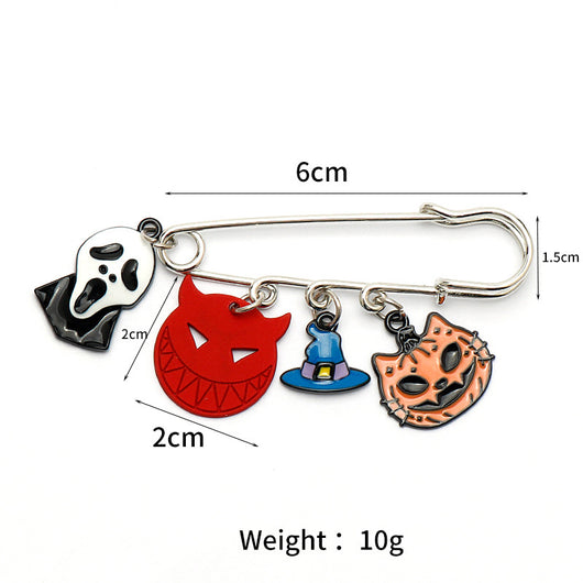 Broche Calabaza Gotante con Gato, Fantasma y Calavera - Image 6
