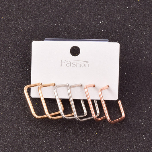 Set de Aretes Cuadrados en Aleación Metálica - Image 4
