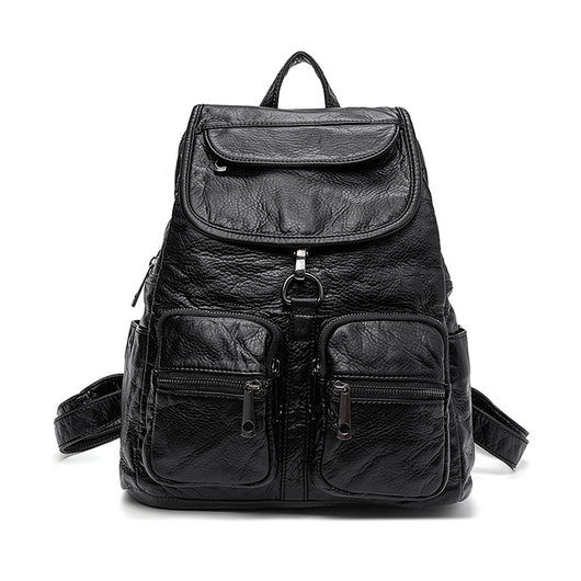 Mochila de Cuero Lavado para Mujer - Gran Capacidad y Estilo Casual - Image 6