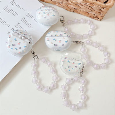Auriculares Inalámbricos Bluetooth Mariposa Floral con Estuche de Silicona Transparente