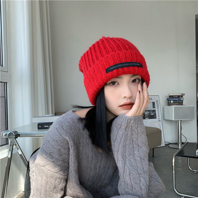 Gorro Mujer Invierno Lana con Detalle de Red Tendencia Cabezas Grandes - Image 12