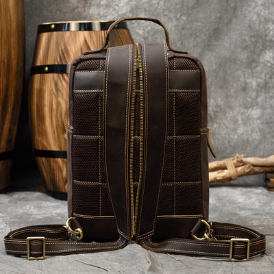 Mochila Multifuncional de Cuero Crazy Horse Retro para Hombre y Estudiantes - Image 31