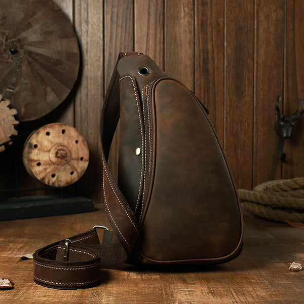 Bolsa Pectoral Casual de Cuero Genuino para Hombre