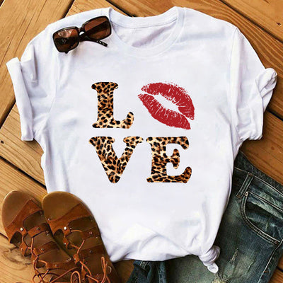 Blusa Estampado Leopardo con Labios LOVE - Manga Corta - Image 5