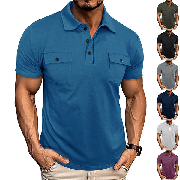 Polo Casual de Verano con Bolsillos y Botones para Hombre