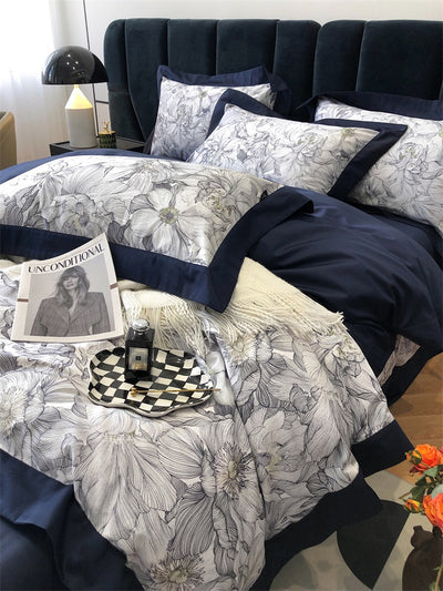 Juego de Cama de Algodón Premium Estilo Campestre con Flores Digitales - Image 37