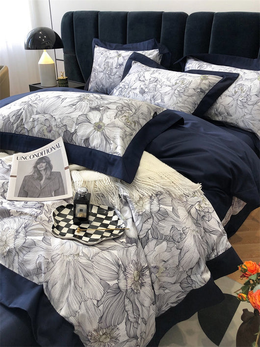 Juego de Cama de Algodón Premium Estilo Campestre con Flores Digitales - Image 37