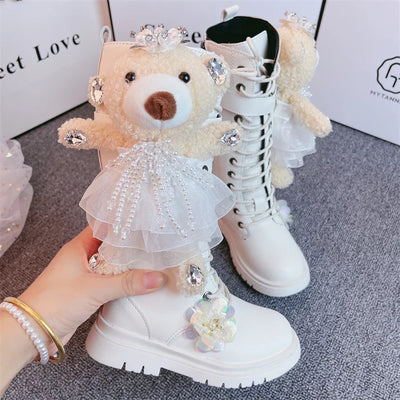 Botas de Cuero con Diseño de Osito para Niñas - Image 13