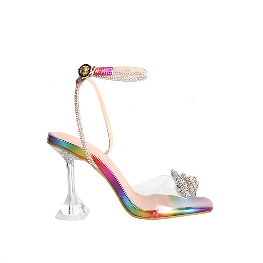 Sandalias de Tacón Stiletto Transparentes con Moño y Cristales para Fiesta - Image 11