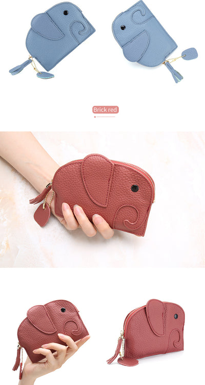 Monedero de Cuero Genuino Elefante Lindo - Cartera Mini Creativa - Image 22
