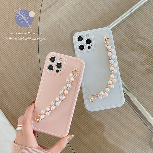 Funda para Celular Pro Max con Pulsera de Perlas y Pedrería para Mujer - Image 6
