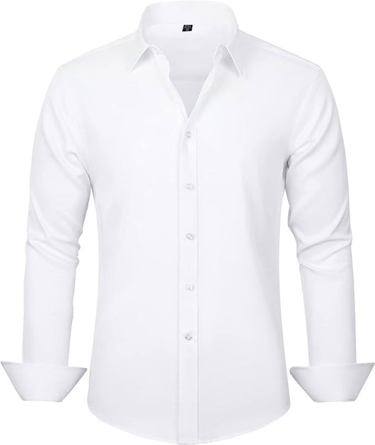 Camisa Elástica de Talla Grande para Hombre de Manga Larga - Image 20