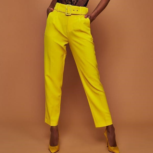 Pantalones Casuales de Cintura Alta para Mujer