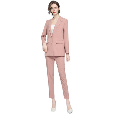 Traje de Dos Piezas Pantalón Lápiz Delgado Color Sólido para Commuter - Image 10