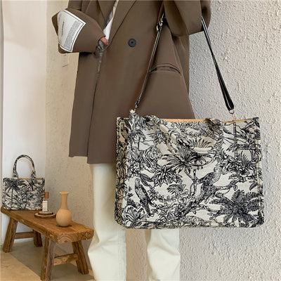 Bolsa Tote de Lona Bordada con Gran Capacidad - Bolsa de Compras Portátil - Image 9