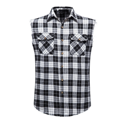 Chaleco Casual de Cuadros para Hombre - Talla Grande sin Mangas con Bolsillos - Image 3