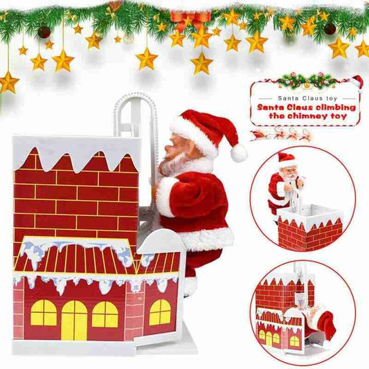Papá Noel Escalador Eléctrico - Decoración Navideña Animada