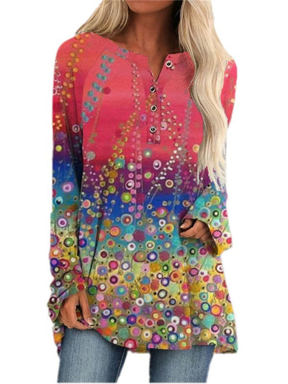 Chaqueta Suelta Estampada con Botones a Presión - Colección Otoño Invierno