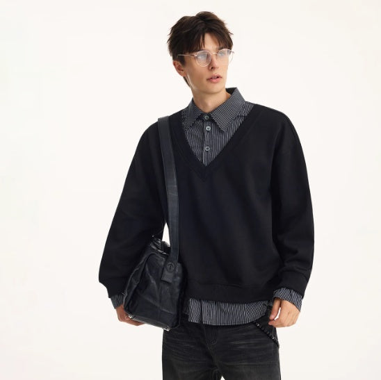 Suéter Hombre Cuello Camisero Tartán Otoño Efecto Dos Piezas