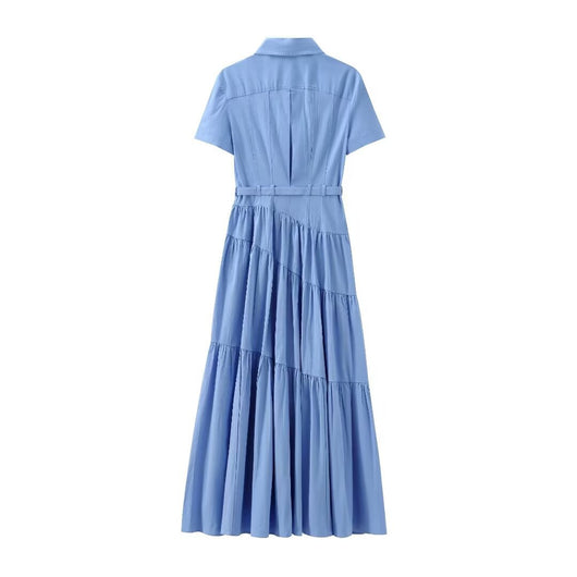 Vestido Camisero Europeo con Cinturón y Detalles de Costura - Image 13