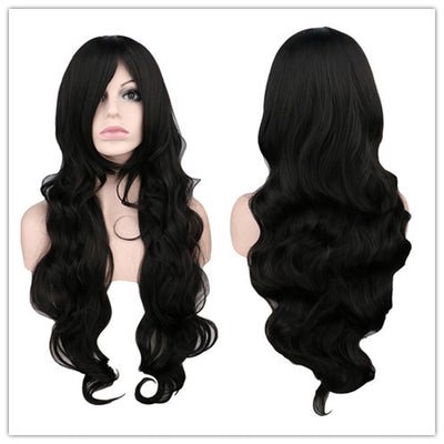 Peluca Cosplay Sirena Anime Rojo Oscuro Cabello Largo Ondulado - Image 5