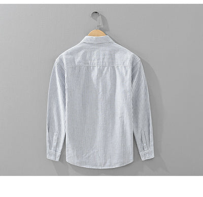 Camisa Manga Larga a Rayas Verticales para Hombre - Algodón Suelto y Cómodo - Image 11