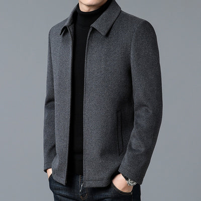 Abrigo de Lana con Cuello Polo para Hombre - Elegancia Casual - Image 3
