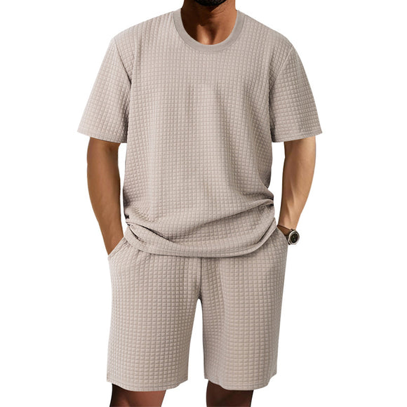 Conjunto Retro Casual para Hombre - Camiseta Cuello Redondo Manga Corta