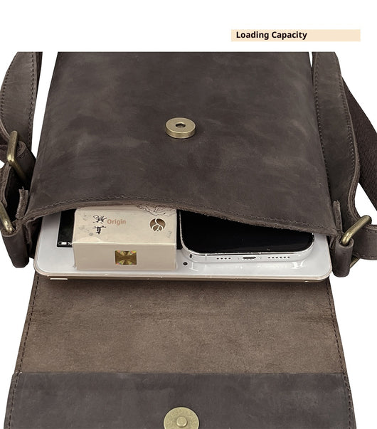 Mochila Crossbody de Cuero Crazy Horse para Hombre - Bolsa iPad Minimalista - Image 13