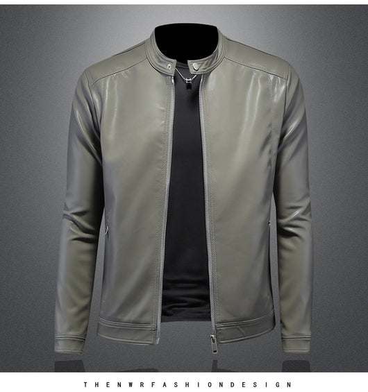 Chaqueta de Cuero Motociclista Slim Fit para Otoño Invierno - Image 8