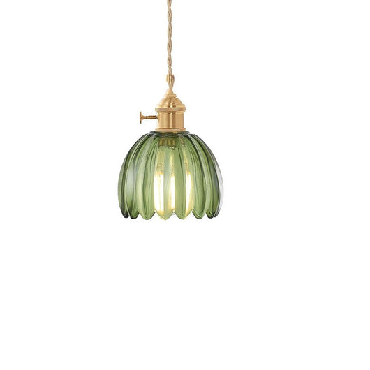 Lámpara Colgante Retro Japonesa Cobre y Vidrio Ámbar - Image 9